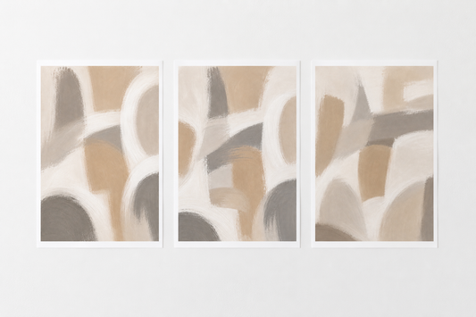 Abstract Navy & Earth Tone Wall Art Set of 3 – Modern Textured Canvas Prints