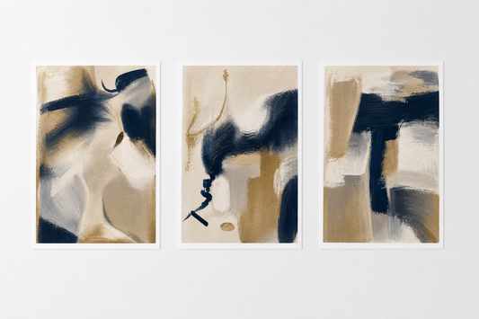 Abstract Green Earth Tone Wall Art Set of 3 – Modern Textured Canvas Prints