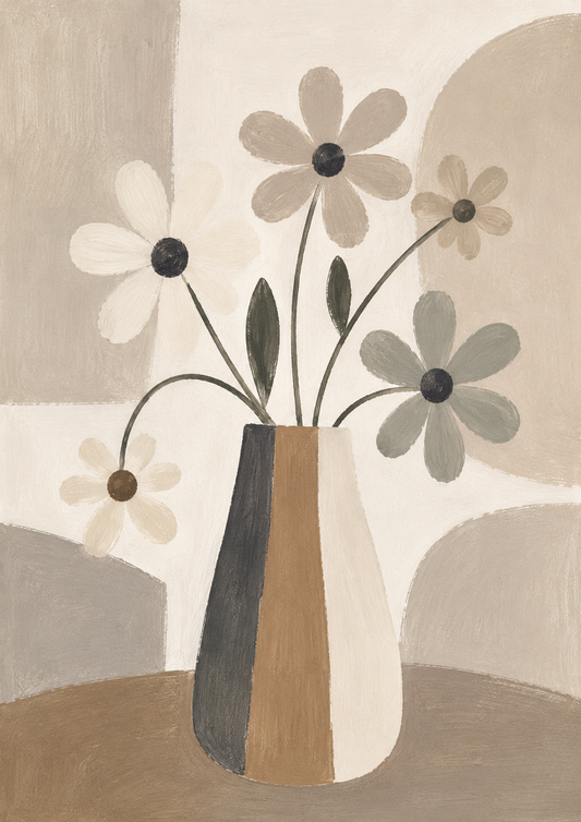 Daisy Floral Wall Art Print – Retro Flower Vase Kitchen Poster